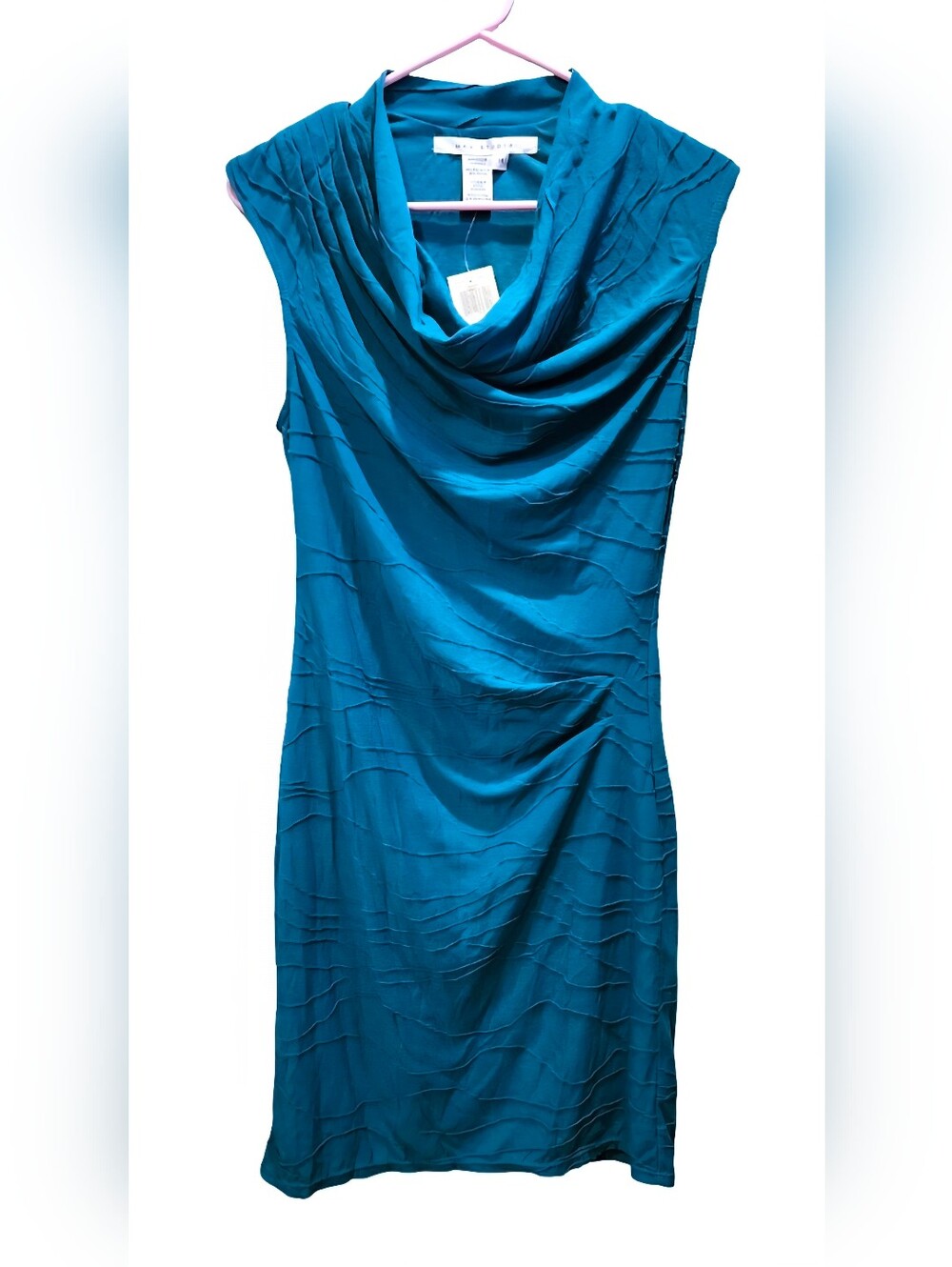 Max Studio Teal Cowl Neck Sleeveless Dress, Size M